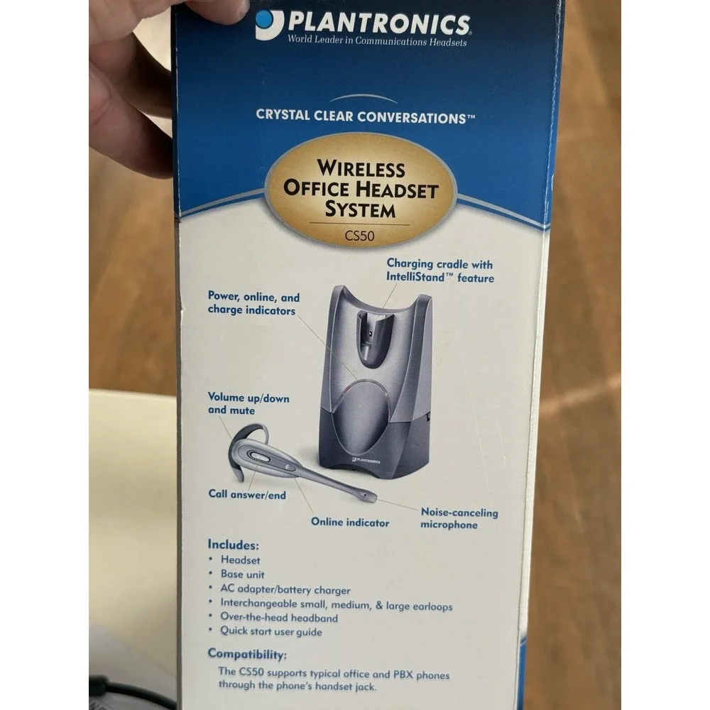 Plantronics CS 50 Wireless Office Cordless Headset System With Call Monitor